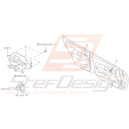 Schéma Interrupteurs Vitres Electriques Origine Subaru GT 93 - 97