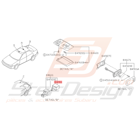 Verre Eclairage de Coffre Origine Subaru Impreza GT 1995 - 2000