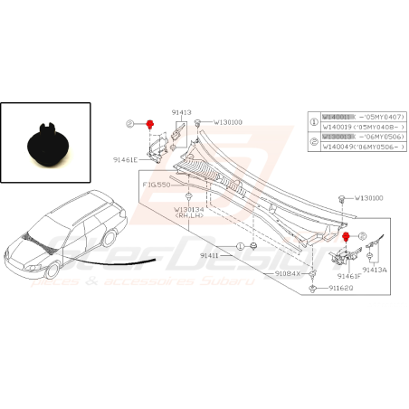 Clips de baie de pare brise de subaru legacy 2007