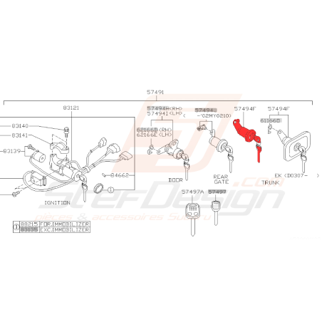 Barillet de coffre pour subaru impreza WRX/STI 2006/2007