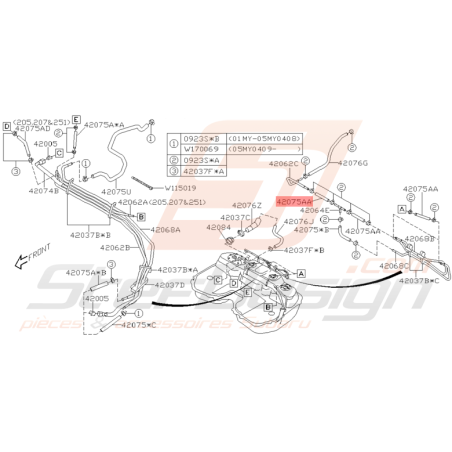 Flexible de Carburant Origine Subaru WRX STI 2001 - 2005