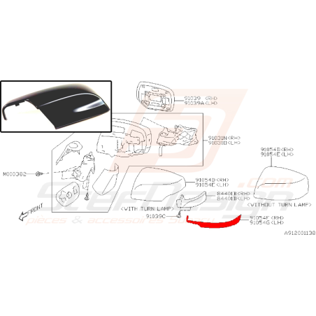 Cache inferieur de rétroviseur de subaru XV EJ20Z 2016