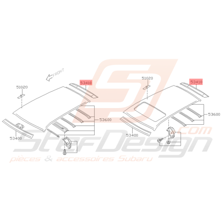 Renfort arrière de Toit Origine Subaru WRX et STI 2001 - 2005