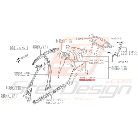 Doublure d'aile arrière Origine Subaru STI 05/2004 - 2005