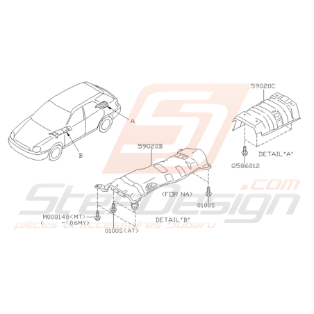 Schéma Tôle Pare Chaleur Origine Subaru WRX STI 2001 - 2005