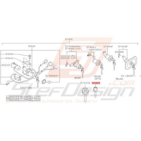 Clé Origine Subaru WRX et STI 2001 - 2005