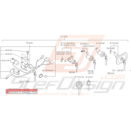 Antidémarrage Origine Subaru WRX STI 2001 - 2005