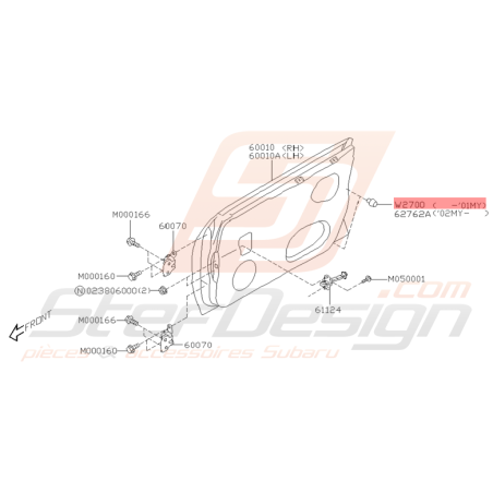 Butée de Porte Origine Subaru WRX et STI 2001