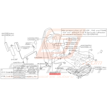 Chauffage de Siège Origine Subaru WRX 2003 - 2005