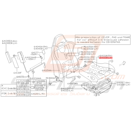 Chauffage d'Assise de Siège Chauffant Origine Subaru WRX 03 - 05