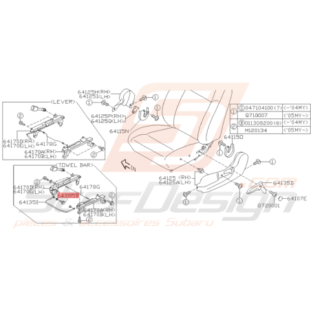 Vis Rail Latéral de Siège Origine Subaru WRX STI 2003 - 2005