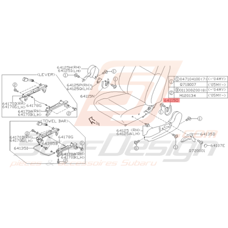 Cache Fixation de Siège Origine Subaru WRX STI 2003 - 2005