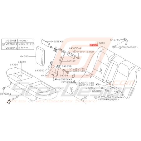 Coussin Banquette Arrière Origine Subaru WRX STI 2001 - 2005