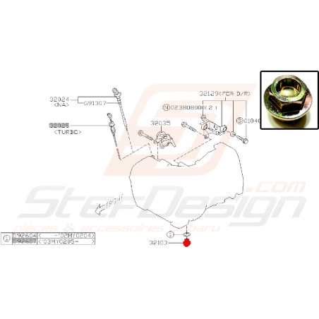 Bouchon de vidange de boite de vitesse pour subaru Legacy 1999