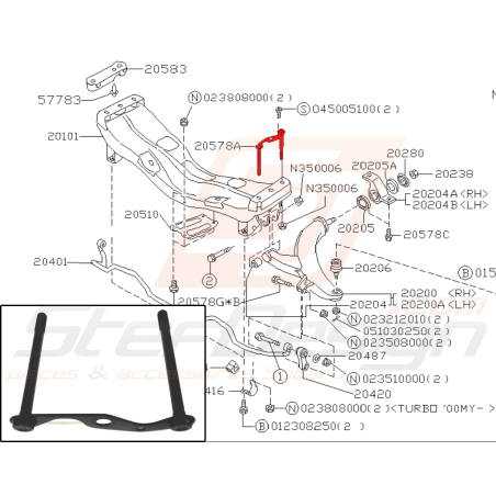 Vis de berceau avant pour subaru forester SF5