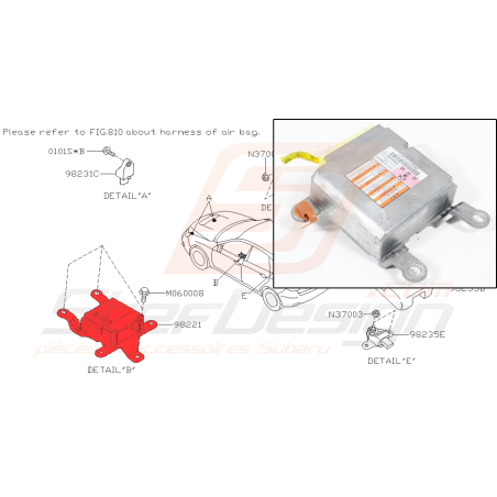 Boitier d'air-bag pour subaru impreza STI 2008 LHD