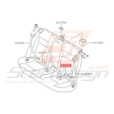 Ceinture Siège Arrière Gauche Origine Subaru WRX / STI 06/04 - 05