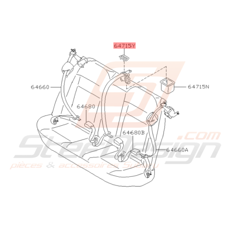 Cache Central de Ceinture Arrière Origine Subaru WRX / STI 01 - 05