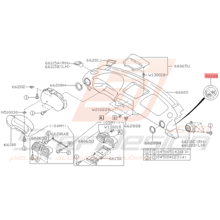 Étiquette Airbag Origine Subaru WRX et STI 2001 - 2005