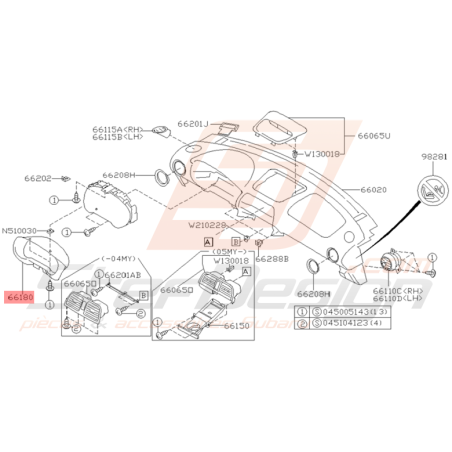 Pare Soleil de Compteur Origine Subaru WRX / STI 2001 - 2005