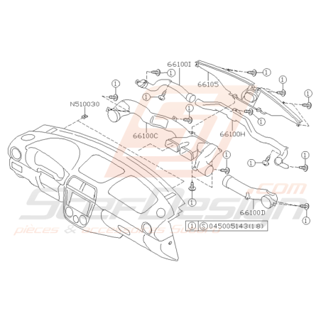 Schéma Conduit de Ventilation Origine Subaru WRX / STI 2001 - 2005