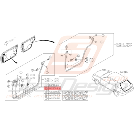 Agrafe Joint de Porte Avant Origine Subaru WRX STI 2001 - 2005