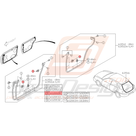 Agrafe Joint d'Étanchéité de Porte Origine Subaru WRX STI 01 - 05