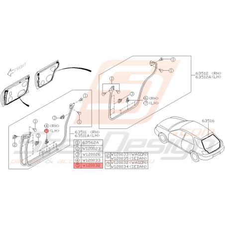 Agrafe de Joints d'Étanchéité de Porte Origine Subaru WRX STI 01-05