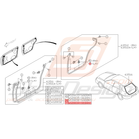 Clips de Joints d'Étanchéité de Porte Origine Subaru WRX STI 01 - 05