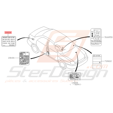 Autocollant Trappe à Essence Origine Subaru WRX STI 2001 - 2005