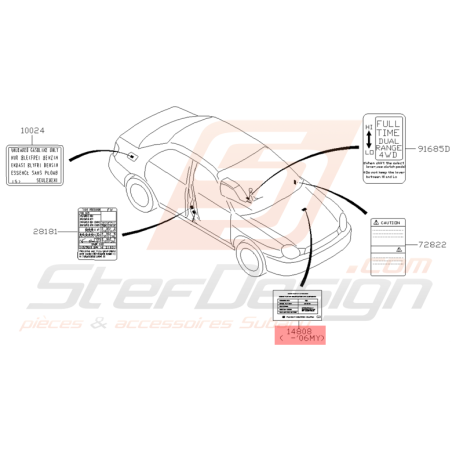 Autocollant de Réglage Moteur Origine Subaru WRX STI 2001 - 2003