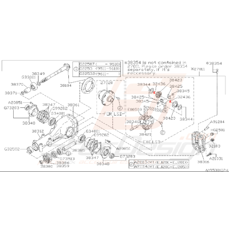 Circlips de différentiel arrière pour subaru impreza GT 1999-2000