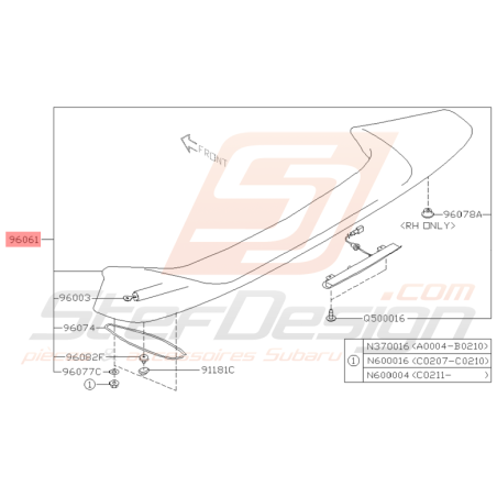 Becquet Plat Non Peint Origine Subaru WRX 2001 - 2002