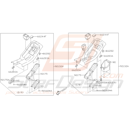 Schéma Console Arrière Origine Subaru WRX STI 2001 - 2002