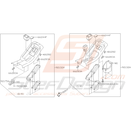 Schéma de Console Arrière Origine Subaru WRX STI 2003 - 2004