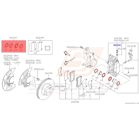 Kit réparation d'étriers avant pour subaru impreza STI