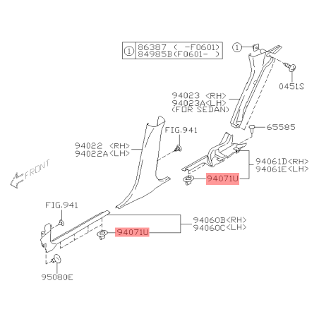 Agrafe Seuil de Porte Avant et Arrière Origine Subaru WRX STI 01 - 05