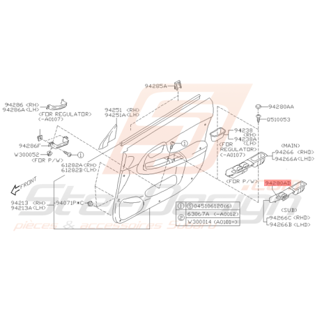 Capuchon de Verrouillage de Porte Origine Subaru WRX STI 01 - 05