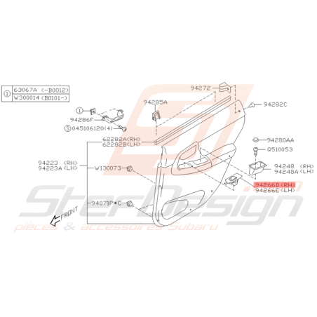 Garniture Lève Vitre Portes Arrières Origine Subaru WRX STI 04/04 - 05