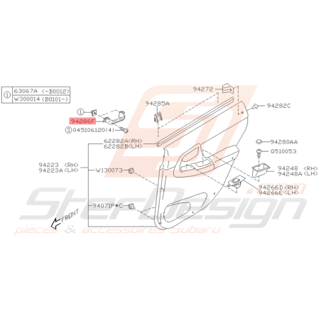 Support de Garniture de Porte Origine Subaru WRX STI 04/2004 - 2005