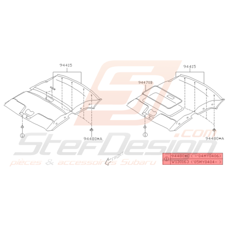 Clips de Garniture de Toit Origine Subaru WRX et STI 2001 - 2005