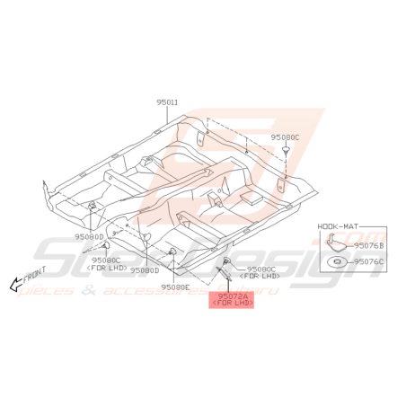 Patin Repose Pied Origine Subaru WRX et STI 2001 - 2005