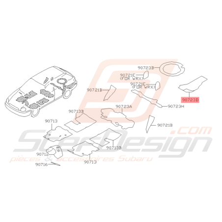 Insonorisant gauche de coffre Origine Subaru WRX STI 2001 - 2005