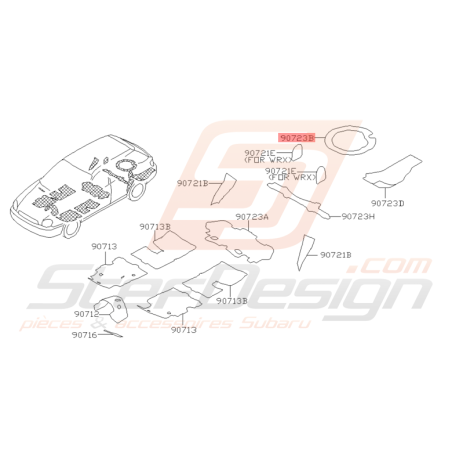 Insonorisant de Malle Arrière Origine Subaru WRX STI 2001 - 2005