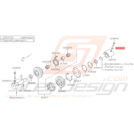 Joint de Support de Galet Tendeur Origine Subaru STI 2001 - 2005