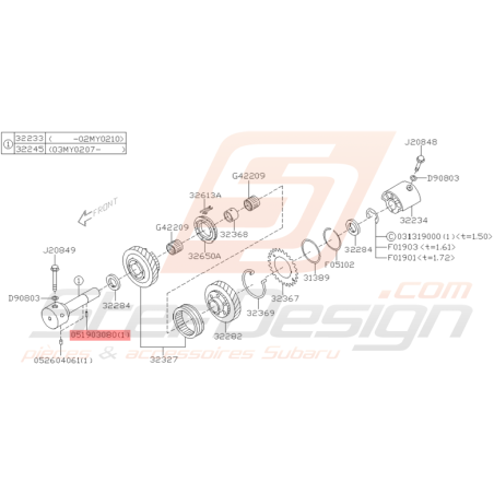 Goupille d'Engrenage Origine Subaru STI 2001 - 2005