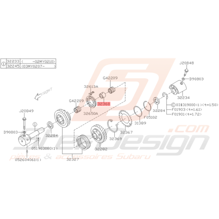 Manchon de Marche Arrière Origine Subaru STI 2001 - 2005