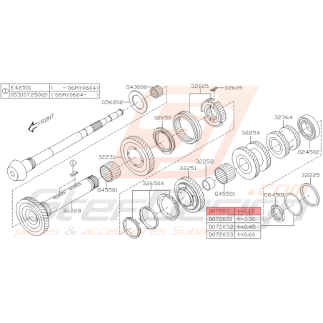 Cale de Réglage Origine Subaru STI 2001 - 2005