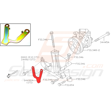 plaque de support de pompe de direction assistée pour subaru impreza STI 2008-2010