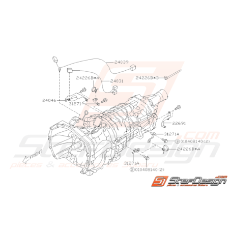 Schéma Extension de boîte Origine Subaru STI 2001 - 2005